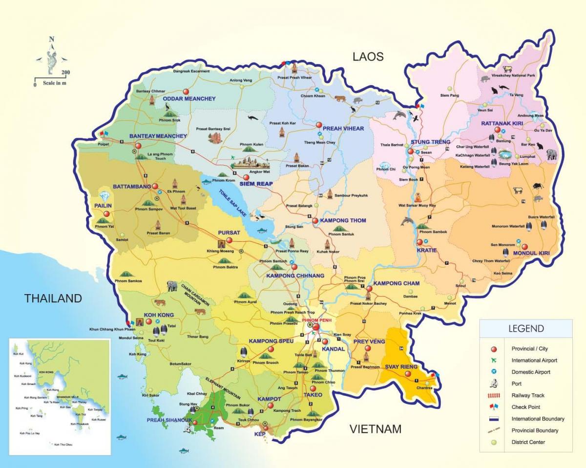 Mapa de Cambodia aeroportos