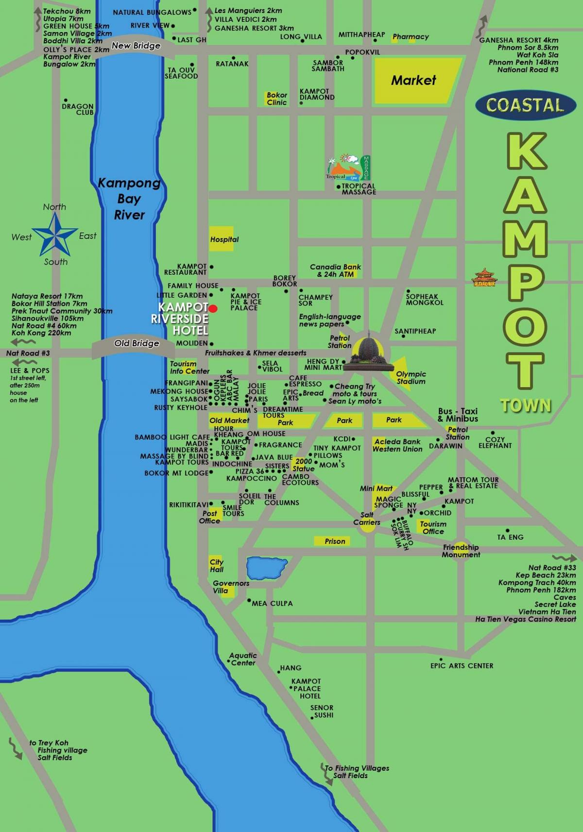 Mapa de kampot Cambodia