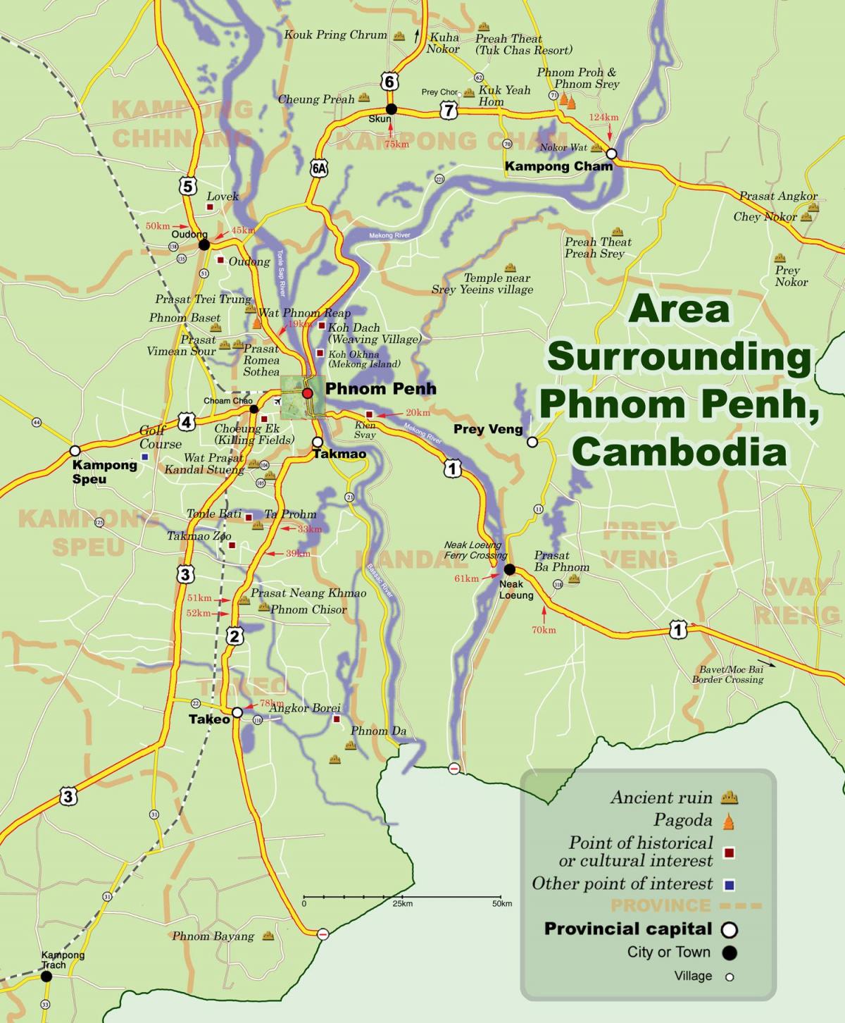 Mapa de phnom penh, Cambodia